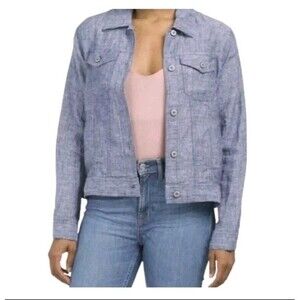 Jones New York 100% Linen Lightweight Jacket Blue, Womens Size 2X